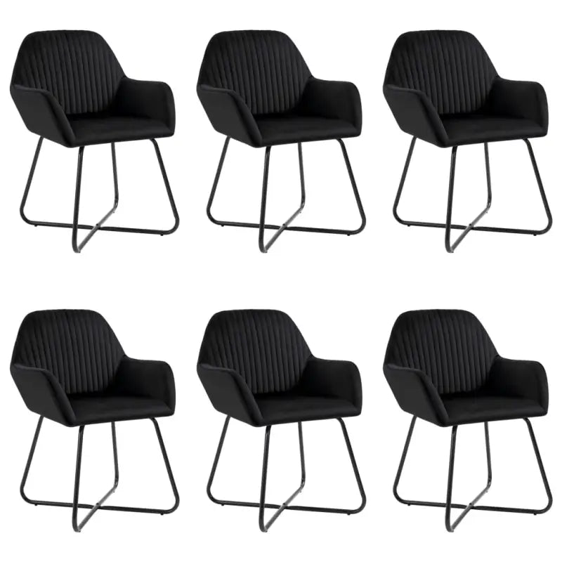 Set van 2 eetkamerstoelen met gepoedercoat stalen poten en fluweel - Zwart / 6 - Eetkamerstoelen