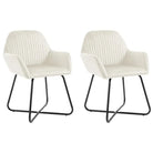 Set van 2 eetkamerstoelen met gepoedercoat stalen poten en fluweel - Crème / 2 - Eetkamerstoelen