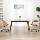 Set van 2 eetkamerstoelen met kunststof wieltjes en kunstleer bekleding - Taupe / 1 - Eetkamerstoelen