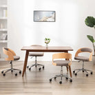 Set van 2 eetkamerstoelen met kunststof wieltjes en kunstleer bekleding - Taupe / 4 - Eetkamerstoelen