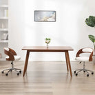 Set van 2 eetkamerstoelen met kunststof wieltjes en kunstleer bekleding - Wit / 1 - Eetkamerstoelen