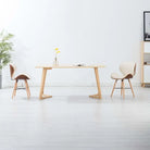 Set van 2 eetkamerstoelen met walnotenhouten frame en beukenhouten poten - Crème en donkerbruin / 2 - Eetkamerstoelen