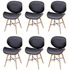 Set van 2 eetkamerstoelen met walnotenhouten frame en beukenhouten poten - Zwart en donkerbruin / 6 - Eetkamerstoelen