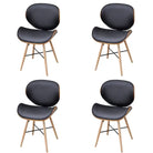 Set van 2 eetkamerstoelen met walnotenhouten frame en beukenhouten poten - Zwart en donkerbruin / 4 - Eetkamerstoelen