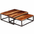 Set van 2 massief acaciahouten salontafels in retro stijl - Salontafels