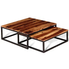 Set van 2 massief acaciahouten salontafels in retro stijl - Salontafels