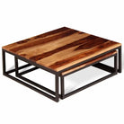 Set van 2 massief acaciahouten salontafels in retro stijl - Salontafels