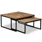 Set van 2 massief acaciahouten salontafels in retro stijl - Multikleur / 2 - Salontafels