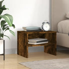 Set van 2 nachtkastjes van bewerkt hout met open vak en levering bevat - Gerookt eiken / 1 - Nachtkastjes