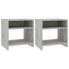 Set van 2 nachtkastjes van bewerkt hout met open vak en levering bevat - Betongrijs / 2 - Nachtkastjes