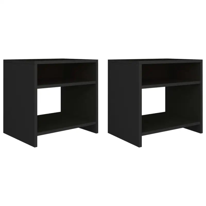 Set van 2 nachtkastjes van bewerkt hout met open vak en levering bevat - Zwart / 2 - Nachtkastjes