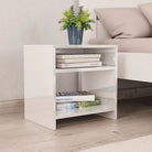 Set van 2 nachtkastjes van bewerkt hout met open vak en levering bevat - Hoogglans wit / 1 - Nachtkastjes