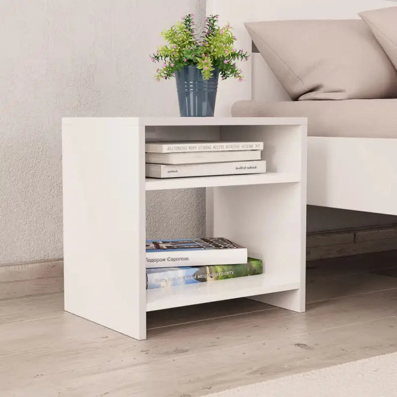 Set van 2 nachtkastjes van bewerkt hout met open vak en levering bevat - Wit / 1 - Nachtkastjes