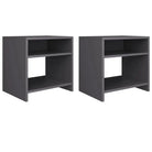 Set van 2 nachtkastjes van bewerkt hout met open vak en levering bevat - Grijs / 2 - Nachtkastjes