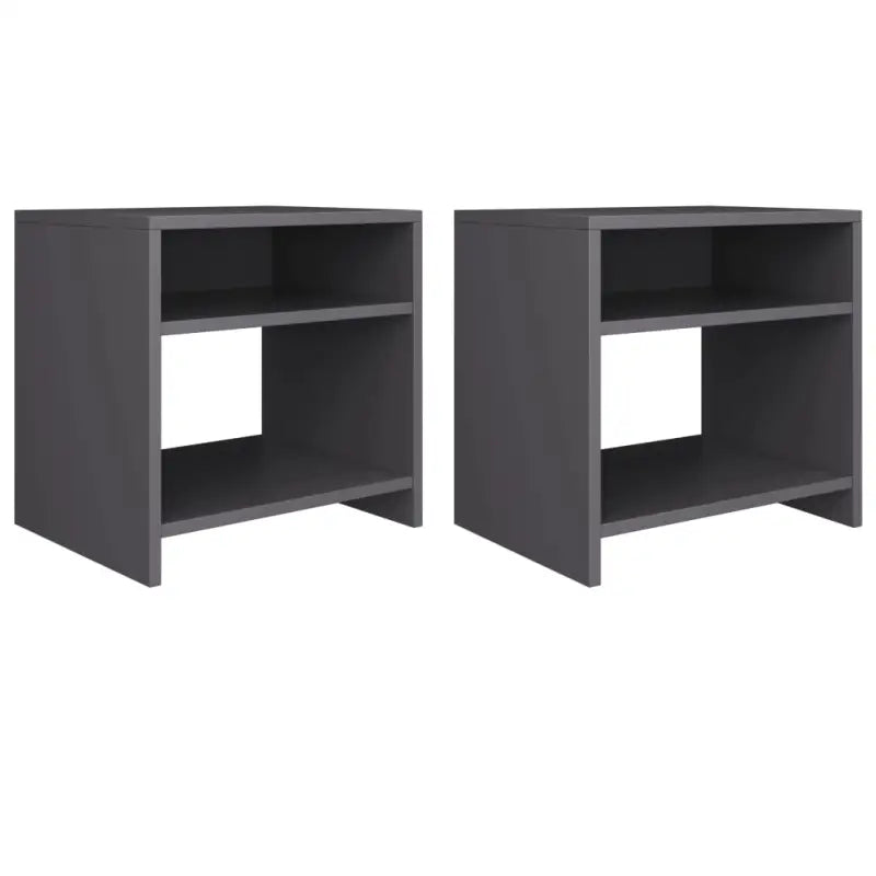 Set van 2 nachtkastjes van bewerkt hout met open vak en levering bevat - Grijs / 2 - Nachtkastjes