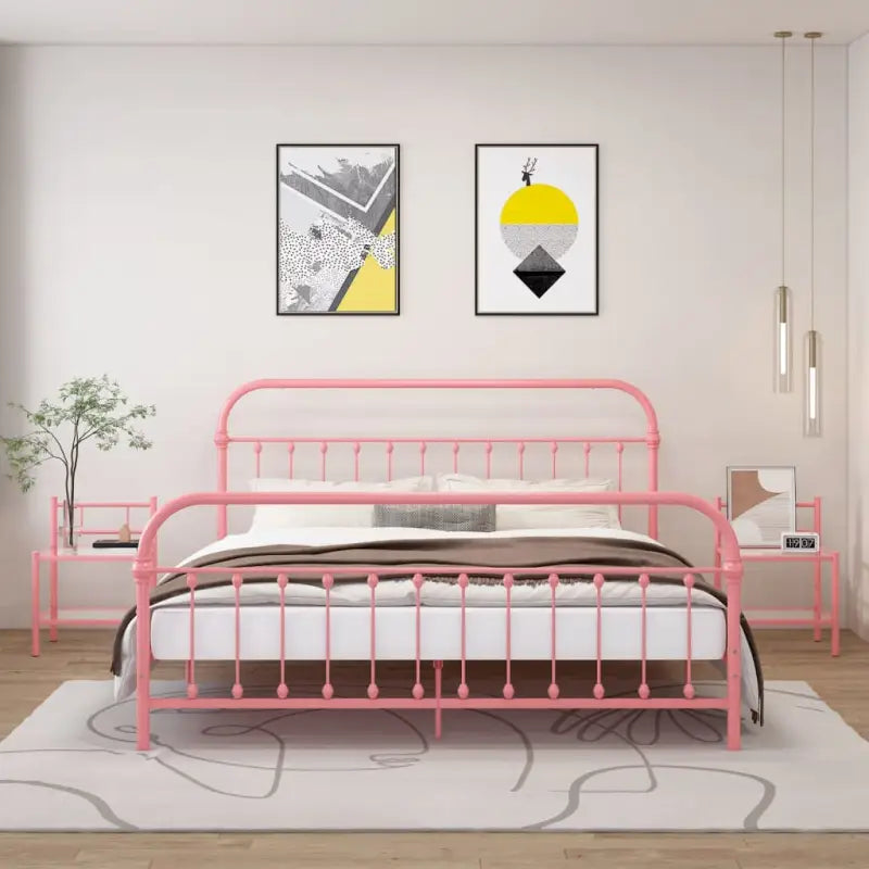 Set van 2 nachtkastjes met metalen frame voor een stijlvolle uitstraling - Nachtkastjes