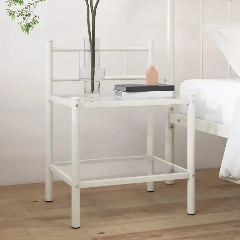 Set van 2 nachtkastjes met metalen frame voor een stijlvolle uitstraling - Wit en transparant / 1 - Nachtkastjes