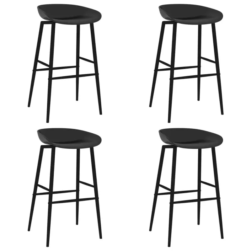 Set van 4 barkrukken met lage rugleuning voor in de keuken - Zwart / 4 - Barkrukken