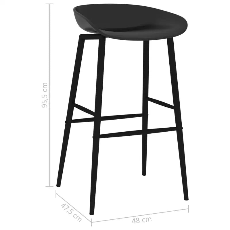 Set van 4 barkrukken met lage rugleuning voor in de keuken - Zwart / 4 - Barkrukken
