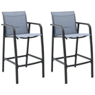 Set van 4 tuinbarstoelen met stevig stalen frame - Grijs / 2 - Tuinstoelen
