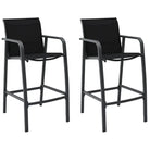 Set van 4 tuinbarstoelen met stevig stalen frame - Zwart / 2 - Tuinstoelen