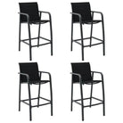 Set van 4 tuinbarstoelen met stevig stalen frame - Zwart / 4 - Tuinstoelen