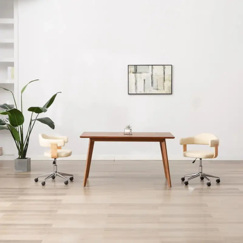 Set van 6 hoogte verstelbare draaibare eetkamerstoelen - Crème / 1 - Eetkamerstoelen