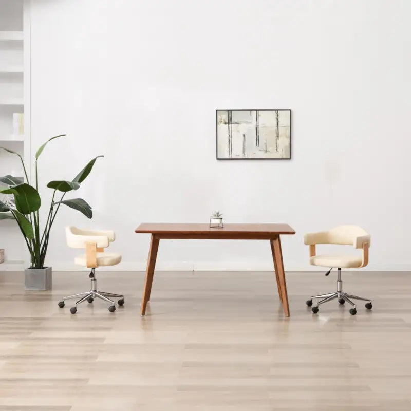 Set van 6 hoogte verstelbare draaibare eetkamerstoelen - Crème / 2 - Eetkamerstoelen