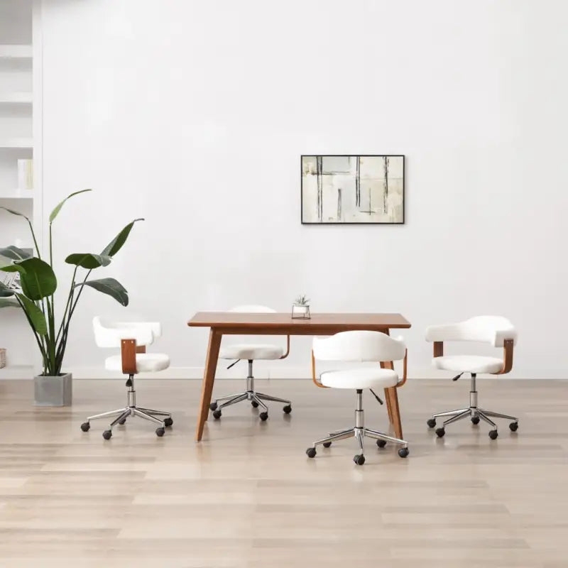 Set van 6 hoogte verstelbare draaibare eetkamerstoelen - Wit / 4 - Eetkamerstoelen
