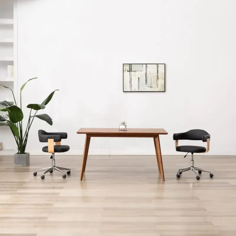 Set van 6 hoogte verstelbare draaibare eetkamerstoelen - Zwart en lichtbruin / 1 - Eetkamerstoelen