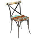 Set van twee antieke eetkamerstoelen van massief gerecycled hout - Eetkamerstoelen