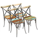 Set van twee antieke eetkamerstoelen van massief gerecycled hout - 4 / massief gerecycled hout - Eetkamerstoelen