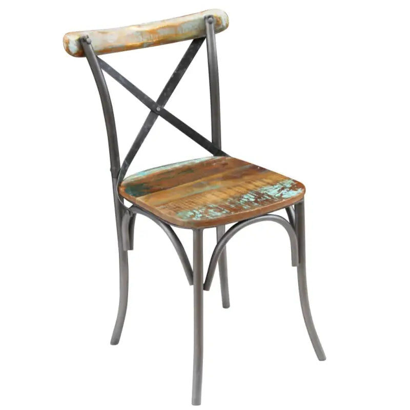 Set van twee antieke eetkamerstoelen van massief gerecycled hout - Eetkamerstoelen