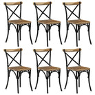 Set van twee antieke eetkamerstoelen van massief gerecycled hout - 6 / massief mangohout (zwart frame) - Eetkamerstoelen