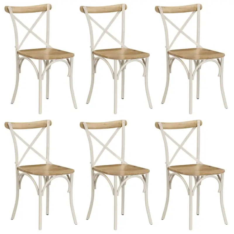 Set van twee antieke eetkamerstoelen van massief gerecycled hout - 6 / massief mangohout (wit frame) - Eetkamerstoelen