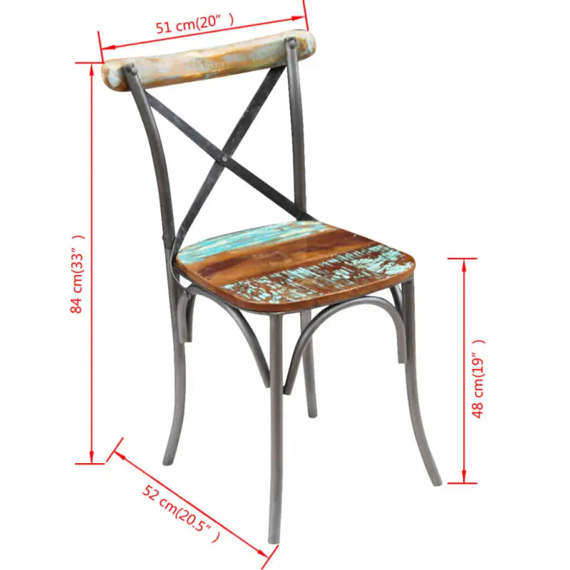 Set van twee antieke eetkamerstoelen van massief gerecycled hout - Eetkamerstoelen