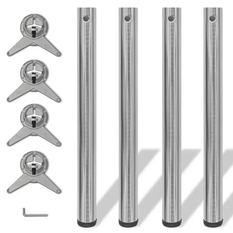 Set van vier kwalitatief hoogwaardige tafelpoten voor meubelvervanging - Geborsteld nikkel / 710 mm / 4 - Tafelpoten