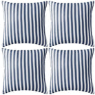 Sierkussens voor buiten met levering bevat UV en waterbestendige stof - marineblauwe streep / 45 x 45 cm / 4