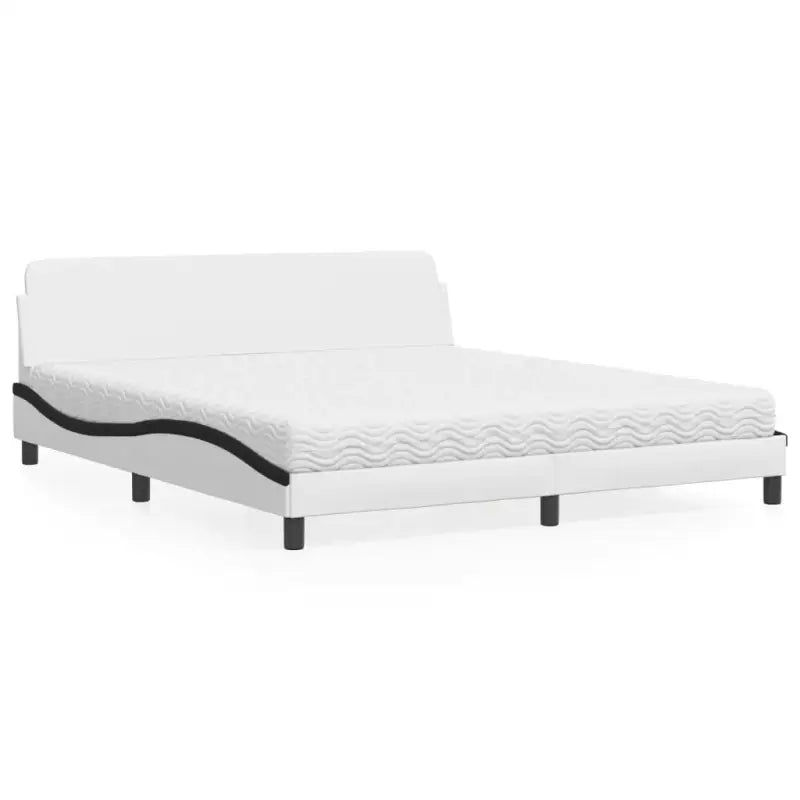 Slaap lekker met wit materiaal bed met multiplex lattenbodem en 22d PU-schuim - Wit en zwart / 180 x 200 cm - Bedden &