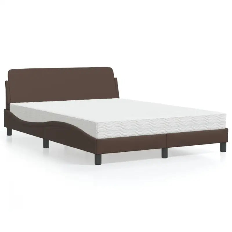 Slaap lekker met wit materiaal bed met multiplex lattenbodem en 22d PU-schuim - Bruin / 140 x 200 cm - Bedden &