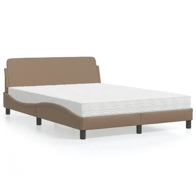 Slaap lekker met wit materiaal bed met multiplex lattenbodem en 22d PU-schuim - Cappuccino / 140 x 200 cm - Bedden &