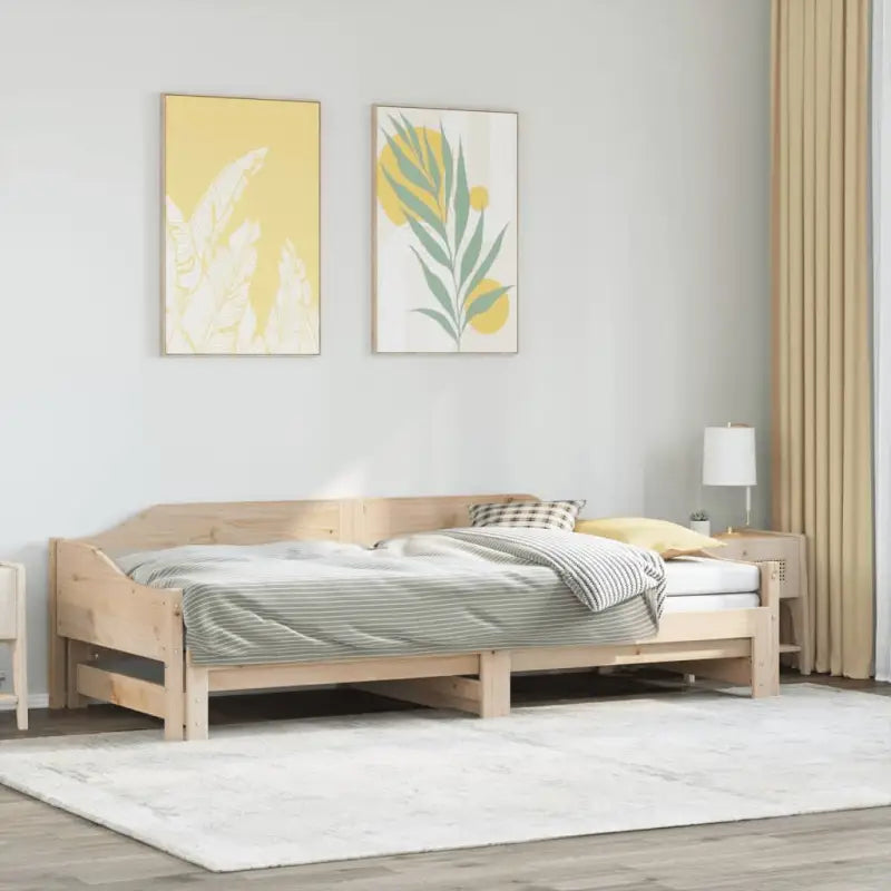Slaapbank met extra opbergruimte van massief grenenhout - Naturel / 90 x 190 cm - Bedden & bedframes