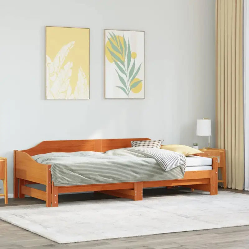 Slaapbank met extra opbergruimte van massief grenenhout - Wasbruin / 80 x 200 cm - Bedden & bedframes