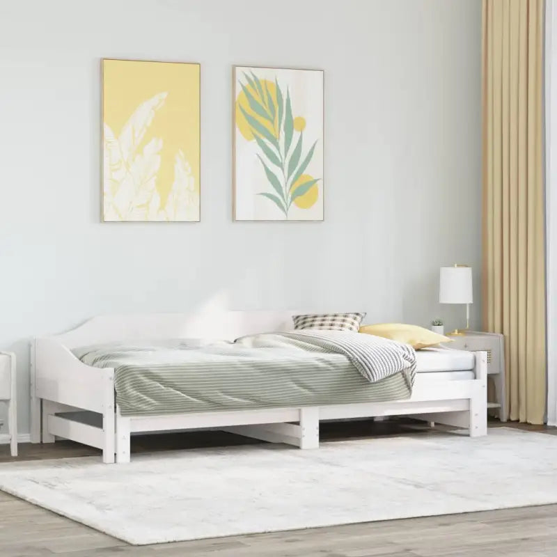 Slaapbank met extra opbergruimte van massief grenenhout - Wit / 90 x 190 cm - Bedden & bedframes