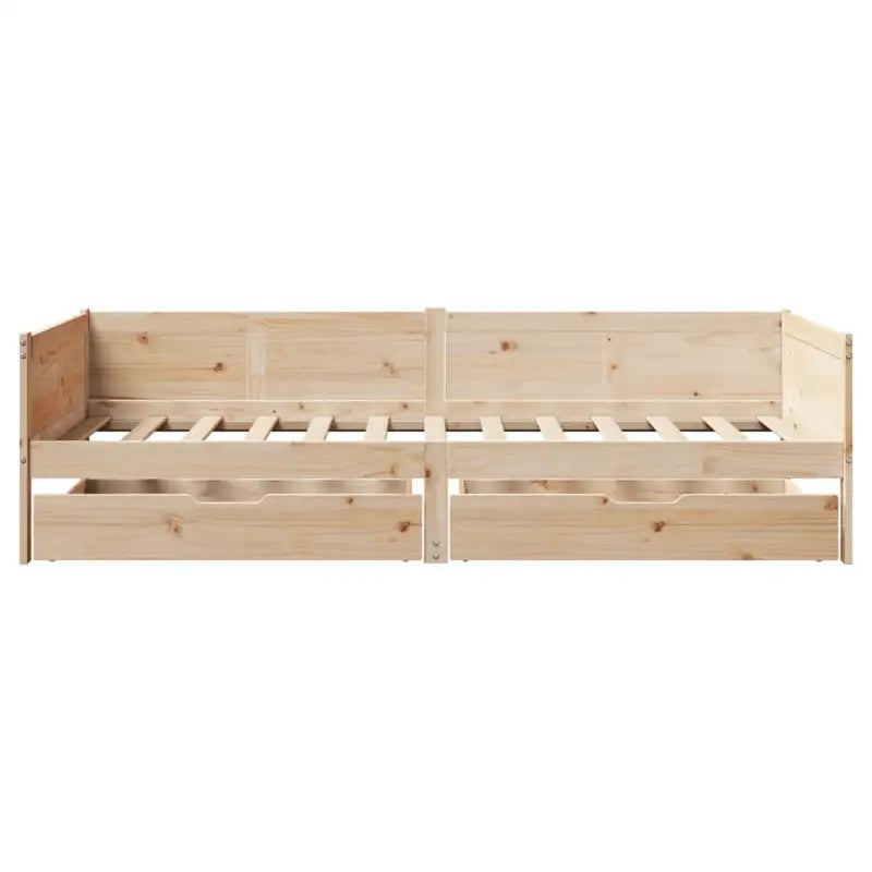 Slaapbank met lades in massief grenenhout met rustieke charme - Bedden & bedframes