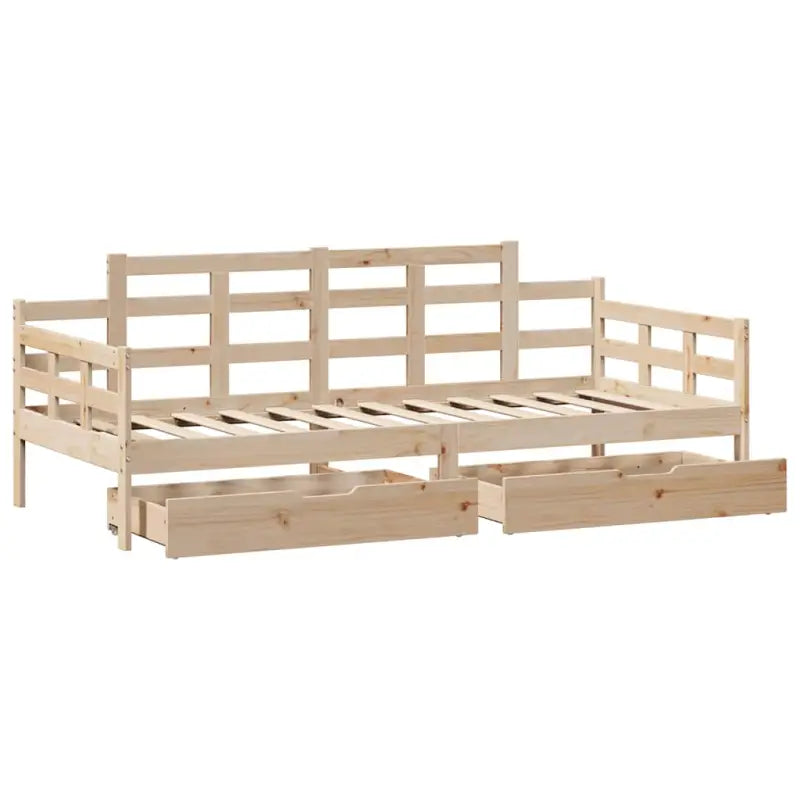 Slaapbank met lades van massief grenenhout met rustieke charme - Bedden & bedframes