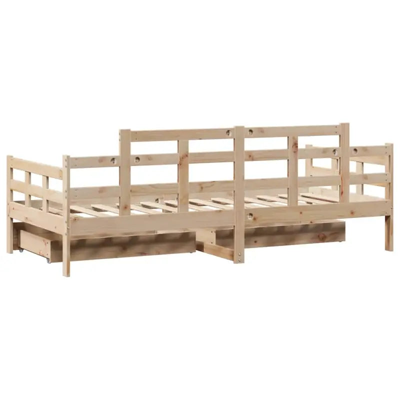 Slaapbank met lades van massief grenenhout met rustieke charme - Bedden & bedframes
