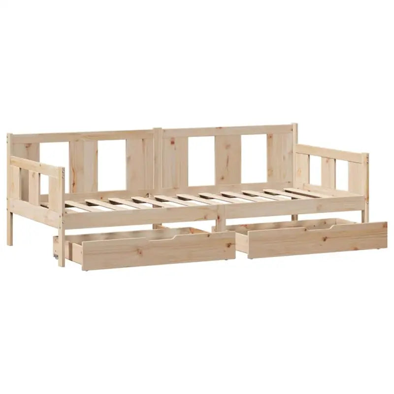 Slaapbank met lades van massief grenenhout met rustieke charme - Naturel / 90 x 200 cm - Bedden & bedframes