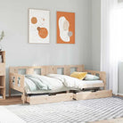 Slaapbank met lades van massief grenenhout met rustieke charme - Naturel / 90 x 200 cm - Bedden & bedframes