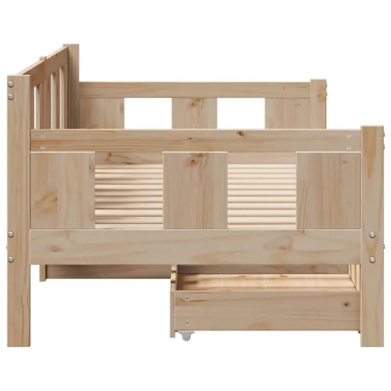 Slaapbank met lades van massief grenenhout met rustieke charme - Naturel / 90 x 200 cm - Bedden & bedframes
